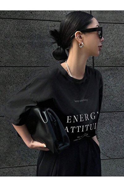 Flood Of Style Black Energy pentru femei cu imprimeu supradimensionat