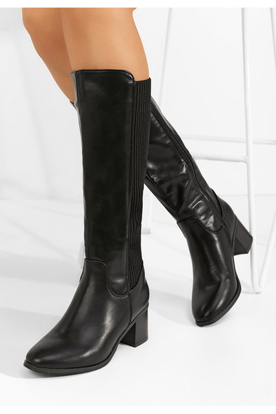 B T Shoes Μπότες με χοντρό τακούνι Seshia Μαύρα