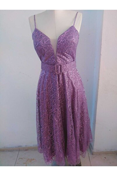 FUNDA Fashion فستان سهرة نسائي متوسط ​​الطول برقبة على شكل حرف V وفضي اللون