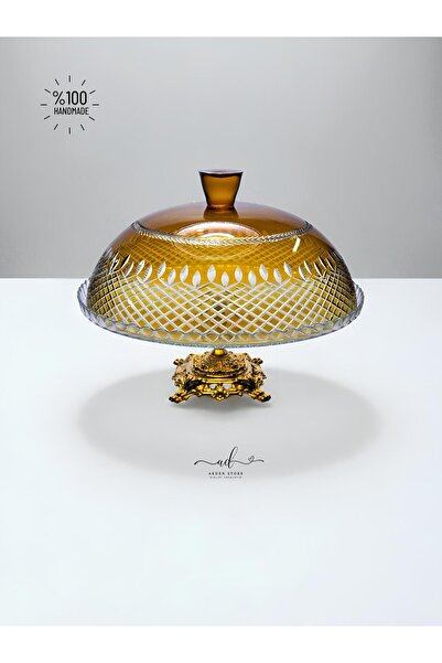 AKDEN STORE Kristal Dekor Kek,Pasta,Kurabiye Kapaklı Fanus