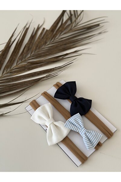 SOFT Newborn Baby Girl 3-Piece Bandana Set, Navy Blue Crown