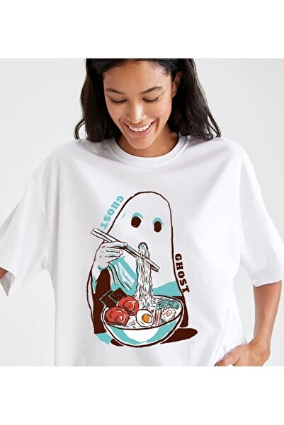 Flood Of Style Femei White Ghost cu imprimeu supradimensionat