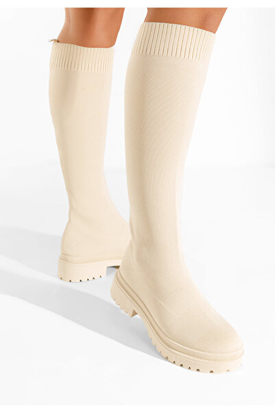 B T Shoes Béžové dámské nízké kozačky Olvera V2