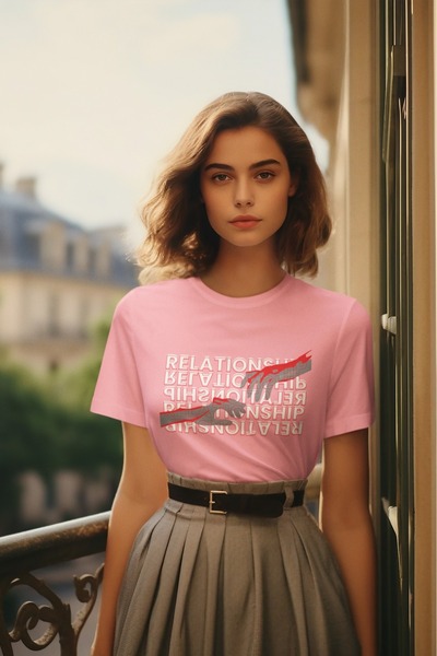 ArtYus تي شيرت نسائي/للفتيات برقبة دائرية وأكمام قصيرة مطبوع عليه "العلاقة بين الفتيات"