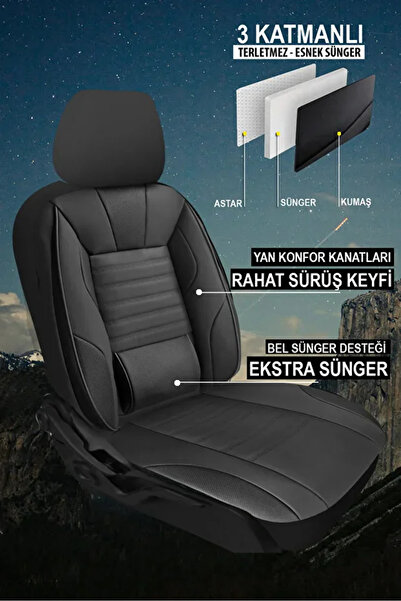Store Jeep Renegade 2.4 Multiair2 Tıgershark (185 Hp) 2016 UYUMLU DERİ STONE OTO KILIFI TAM SET SİYAH