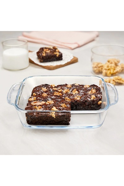 Borosil Square Baking Dish with handle 800ml, Microwave & Oven Safe