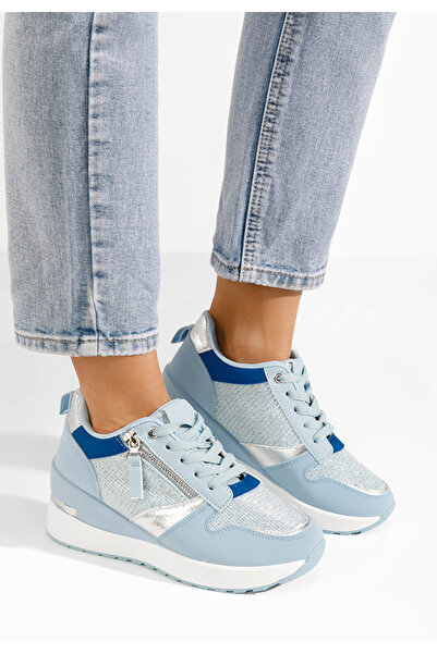 B T Shoes Svetlě modré dámské tenisky na klínku Zenna