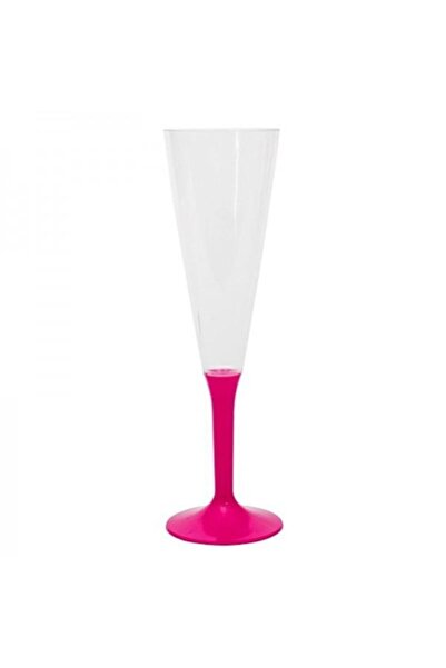 Genel Markalar Kristal Yıkanabilir Mika Plastik Şampanya Kadehi Pembe Renk 10...
