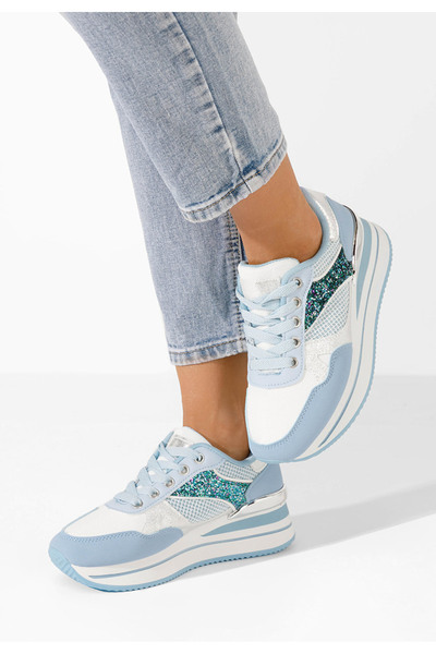 B T Shoes Svetlě modré dámské tenisky na platformě Camora