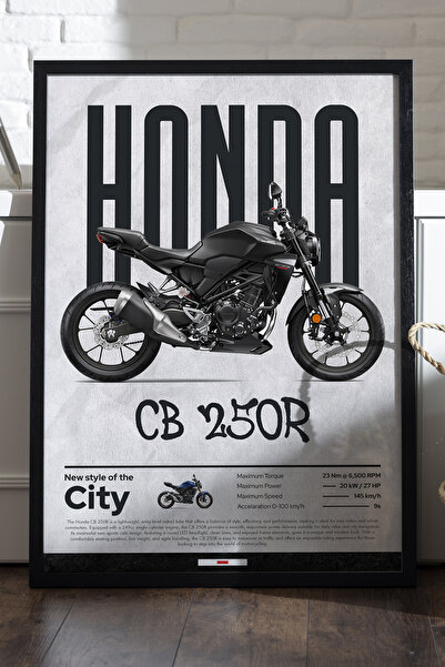 Duvarda Poster cu ramă din lemn negru Honda CB250R, pictură decorativă de per...