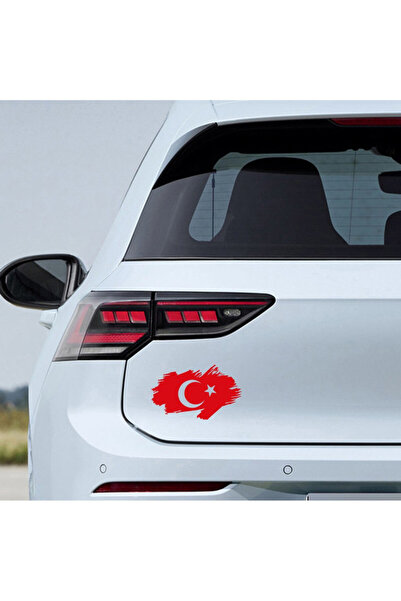 TSC Moon star turkish flag auto motorcycle car sticker red 18cm