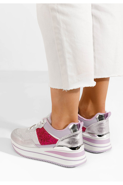 B T Shoes Fialové dámské tenisky na platformě Hanifa