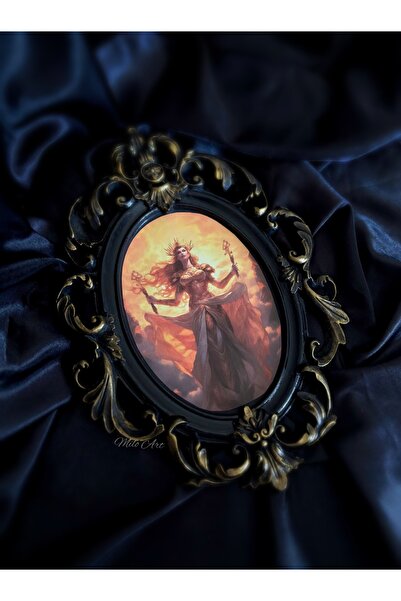 Milo Art El Yapımı Tanrıça Hera Temalı Vintage Barok Beton Çerçeve Altın Eski...