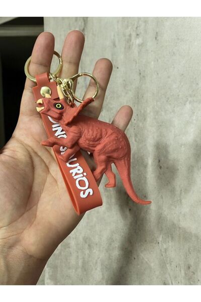 EyER Shoping سلسلة مفاتيح ديناصور عالية الجودة باللون البرتقالي