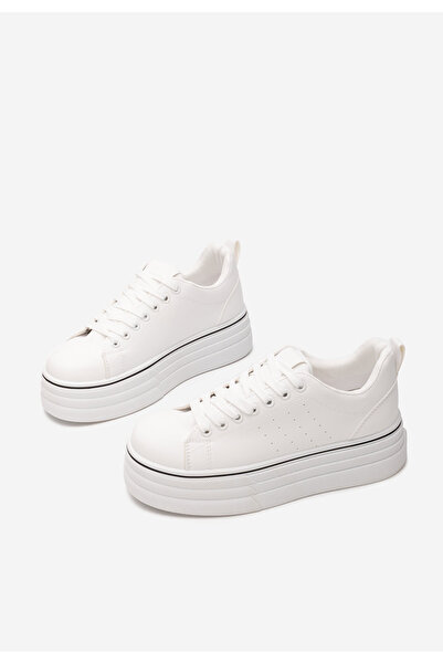 B T Shoes Bílé dámské tenisky na platformě Asalia