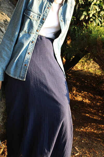 suara Şile Bezi Uzun Etek | %100 Pamuklu | Uzun Astarlı Lacivert