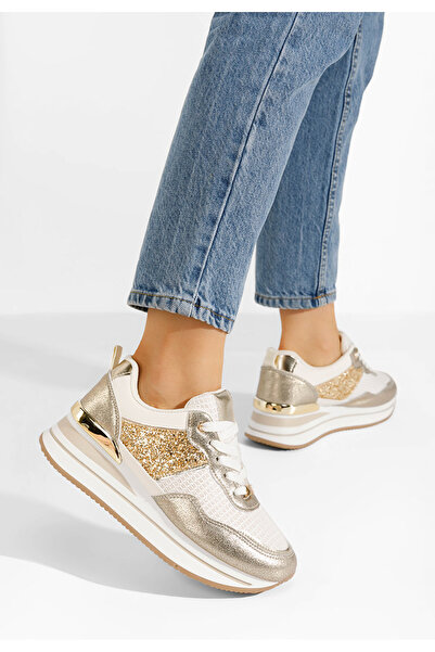 B T Shoes Béžové dámské tenisky na klínku Hanifa