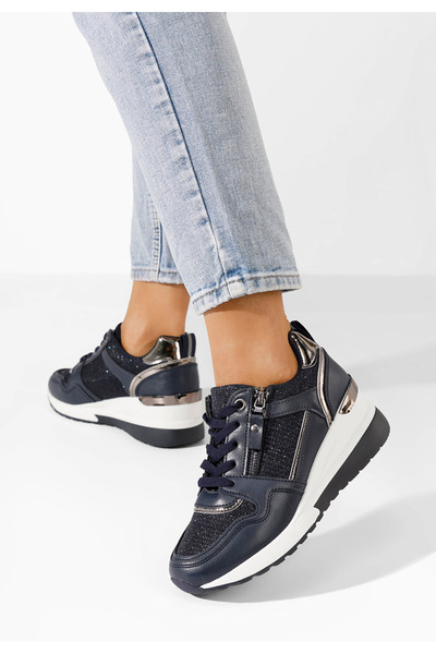 B T Shoes Tmavě modré dámské tenisky na klínku Rafina V2