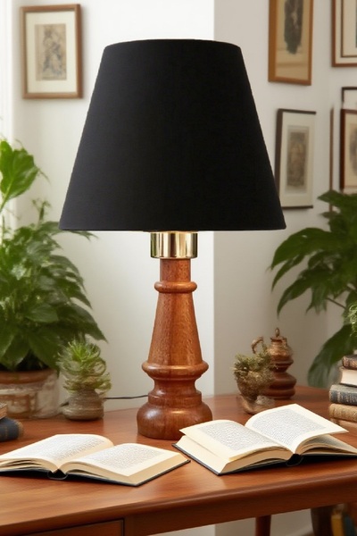 571 Store Decorative Lampshade Table Lamp Lighting Lamp with Wooden Body and Fabric Headboard