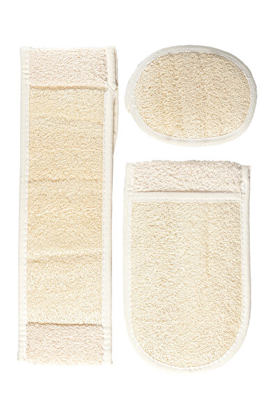 ComesBeauty مجموعة من 3 قطع من ألياف الخصر الطبيعية وألياف القفازات ووسادة بيضاوية الشكل (طبيعية)