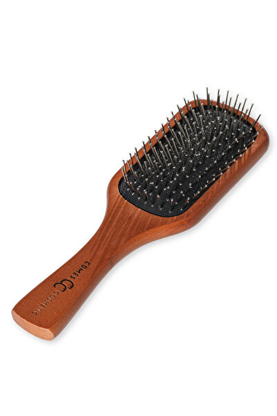 ComesBeauty مشط للكبار من خشب الجوز مع طرف معدني (لتدليك فك الشعر وتمشيطه) مت...