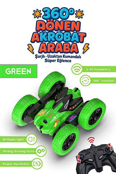 hediyecik Rc Stunt Car 360 Derece Dönen Şarjlı Uzaktan Kumandalı Akrobatik Ar...