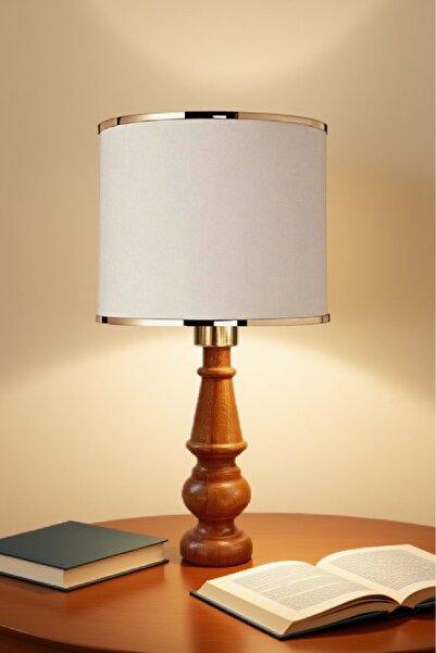 571 Store Decorative Lampshade Table Lamp Lighting Lamp with Wooden Body and Fabric Headboard