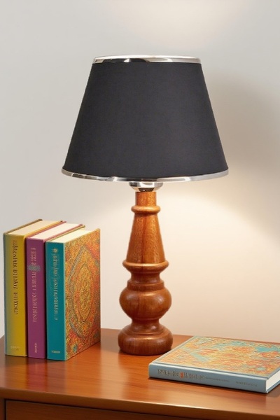 571 Store Decorative Lampshade Table Lamp Lighting Lamp with Wooden Body and Fabric Headboard