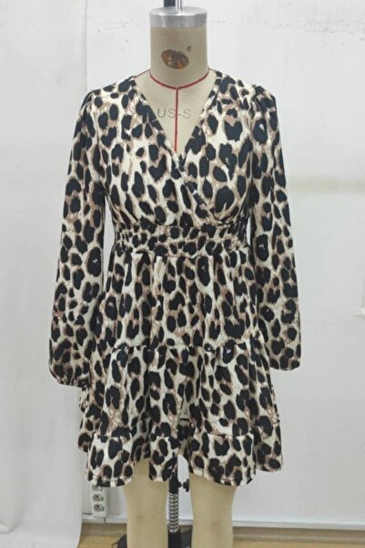 Mossta Κοντό φόρεμα με διπλό λαιμόκοψη - Λεοπάρ