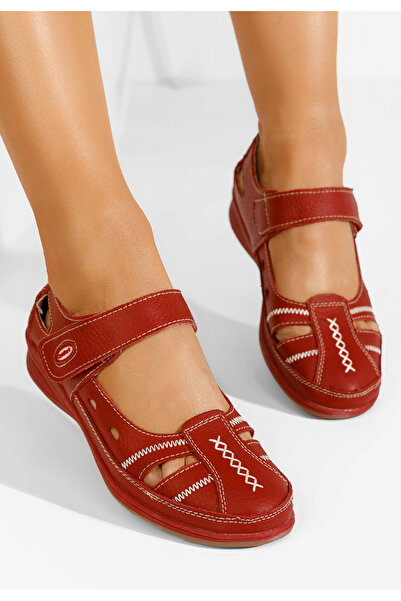 B T Shoes Červené dámské baleríny Deby