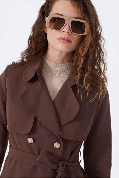 Zühre Zincir Detaylı Kahve Trençkot 13560