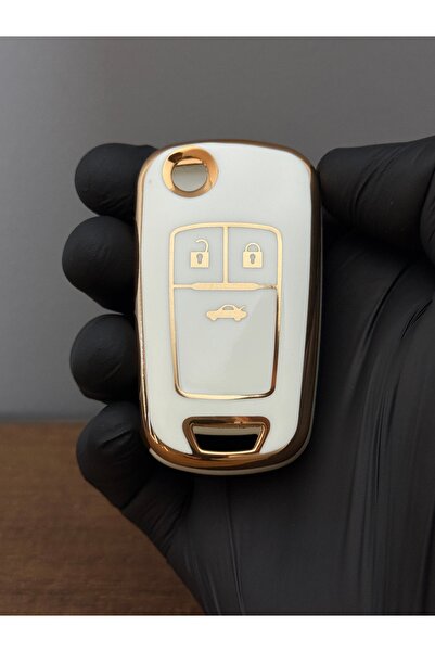 Mavi Keys Husă din silicon pentru telecomandă cu 3 butoane pentru Opel Astra J, Insignia, Vauxhall, Chevrolet Cruze - Culoare albă