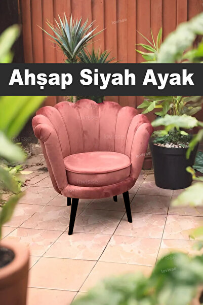 LOVİSSE HOME Gül Kurusu Papatya İstiridye Midye Berjer -Tekli Koltuk - Ofis, Kuaför, Hotel