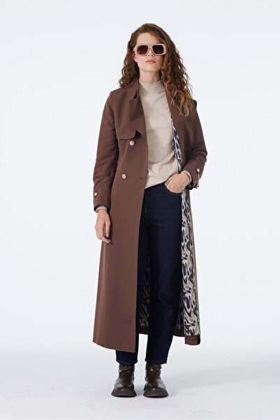 Zühre Zincir Detaylı Kahve Trençkot 13560