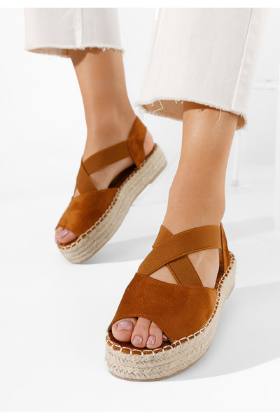 B T Shoes Hnědé sandály espadrilky Nola
