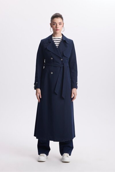 Zühre Zincir Detaylı Lacivert Trençkot 13560