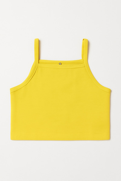 Magu Girl's Cotton Yellow Strappy Crop T-Shirt