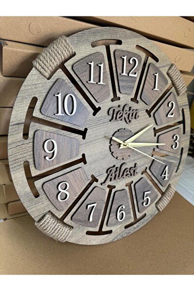 SHELİFE Kişiye Özel isimli Ahşap Dekoratif Halatlı Duvar Saati
