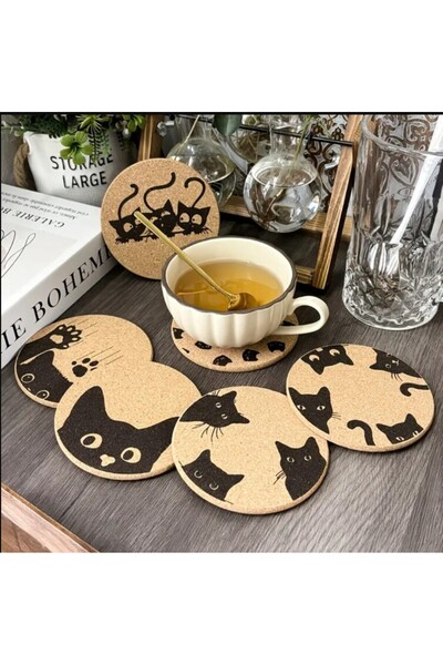 esdekor 6 Pack Whimsycat Carved Mushroom Coasters, Hand Washable Table Mats