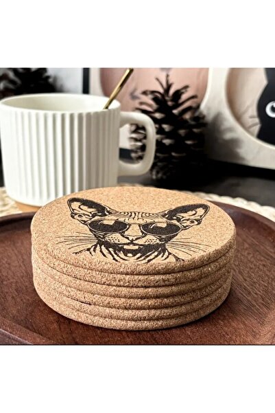 esdekor Cats 6 Pack Handmade Engraved Cool Cat Korka Sixs