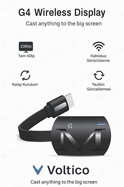 Voltico G4 Wireless Display | 1080p Kablosuz Ekran Yansıtıcı | Kolay Kurulum
