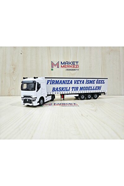 Maket 30 cm uzunlukta 1/50 ölçek beyaz RENAULT T TIR MAKETİ (firma ismi yazıl...