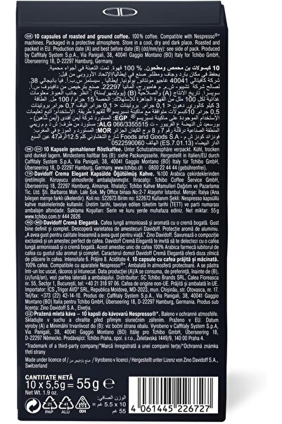 Davidoff Crema Elegant Capsules - 6/12 Intensity - 10 x Capsules - 55 g