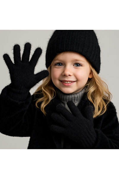 ZERAMİNE Plush Children's Gloves 4-9 Years Old