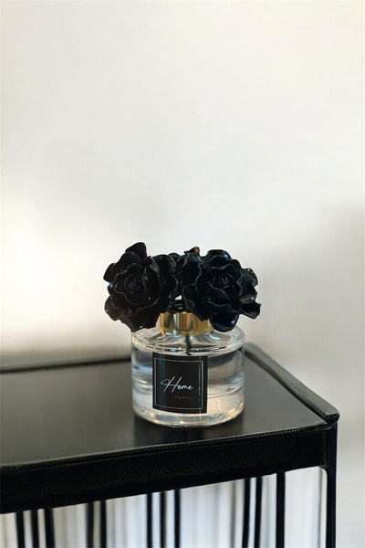 LİNECRAFT 150 cc Dekorarif Siyah Çiçek Taşlı Black Vanilya Kokulu Bambu Çubuk...