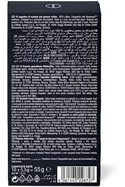 Davidoff Crema Elegant Capsules - 6/12 Intensity - 10 x Capsules - 55 g