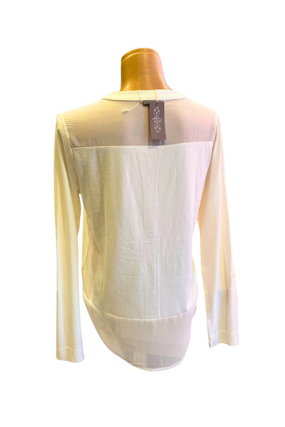 Miss Bluebelle Ekru Gizli Düğmeli Katlanabilir Kollu Şifon Detaylı Pamuklu Bluz & Hırka & Gömlek