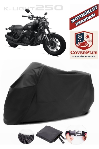 CoverPlus Siyah Rks K-Light 250 Motorsiklet Brandası,Motor Örtüsü Bağlantı To...