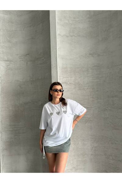ELEWOMEN Elegantwomen t Shirt Womenfrom Cotton and Beads