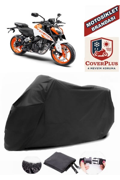 CoverPlus Siyah KTM 250 Duke ABS uyumlu Motorsiklet Brandası,Motor Örtüsü Bağ...